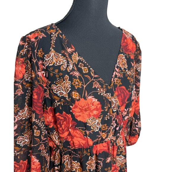 Maurices Y2K Dark Floral Romantic Fairy Whimsygoth Babydoll sheer dress Size S - Picture 3 of 12